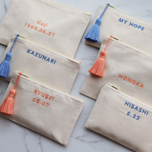 推し色・名入れ フラットポーチ｜母子手帳・通帳・アクスタ・推し活