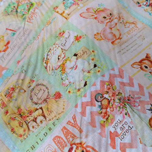 再入荷）cotton100％☆可愛いレトロアニマル柄（パステル） 生地