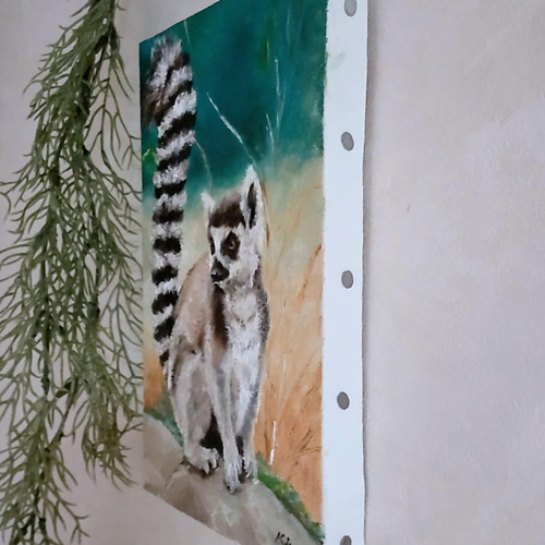 絵画　日本画　ワオキツネザル 絵画 日本画 ワオキツネザル