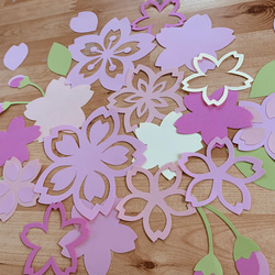 壁面飾り＊季節の花シリーズ【桜さくら】ハンドカット 5枚目の画像
