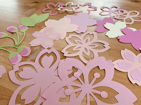 壁面飾り＊季節の花シリーズ【桜さくら】ハンドカット 3枚目の画像