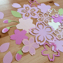 壁面飾り＊季節の花シリーズ【桜さくら】ハンドカット 切り絵 とことこ