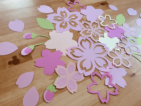 壁面飾り＊季節の花シリーズ【桜さくら】ハンドカット 1枚目の画像