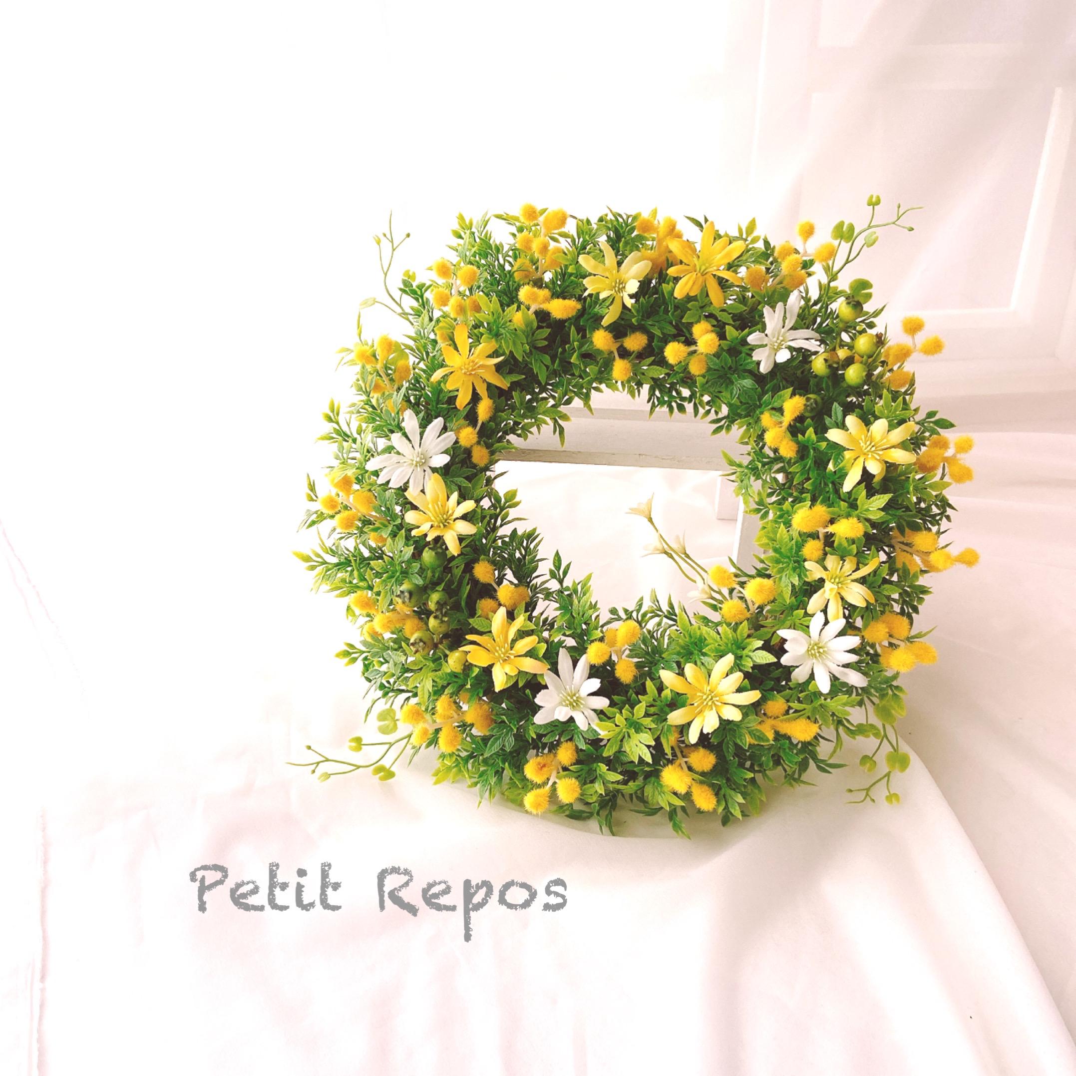 ミモザとデージーのナチュラルリース