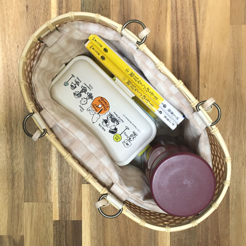 限定販売】ブラウンチェック きせかえ竹かごバッグ かごバッグ