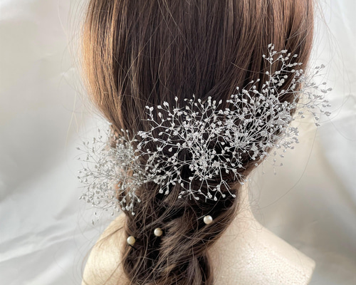 アメジスト〜かすみ草　ヘアクリップ