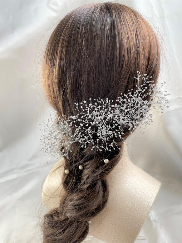 かすみ草ページ かすみ草のヘアアクセサリー シルバー ヘッドドレス