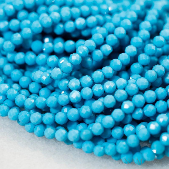 【32㎝】フーライト（ホーライト）ターコイズブルー 2mm ボールカット (ビーズ素材)★ANAM gems 2枚目の画像
