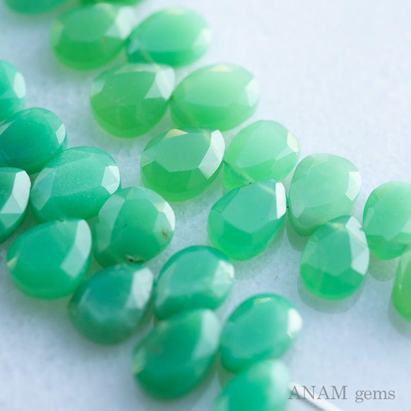 【16粒】クリソプレーズ MOMO花スライスカットビーズ (ビーズ素材)★ANAM gems 3枚目の画像