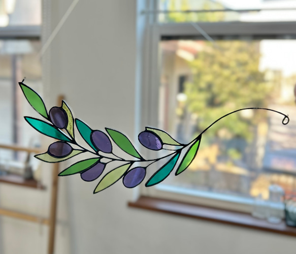 ステンドグラス】オリーブのオーナメント ウォールディスプレー《再販