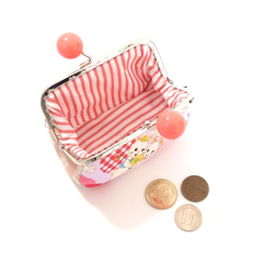 【受注製作】あめ玉 がま口小銭入れ メルヘン うさぎ柄 ピンク コインケース 4枚目の画像