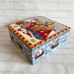 カルトナージュボックス（テディベア・マリン・ヨット・おもちゃ箱・カニ・ザリガニ） 4枚目の画像