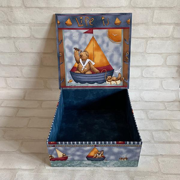カルトナージュボックス（テディベア・マリン・ヨット・おもちゃ箱・カニ・ザリガニ） 5枚目の画像