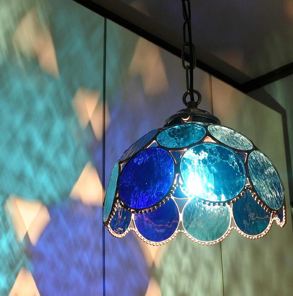 青の雫玉ランプ ステンドグラス 照明 ランプ ペンダント