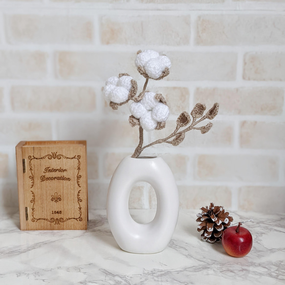 花瓶セット】編み物で作ったコットンフラワーのオブジェ