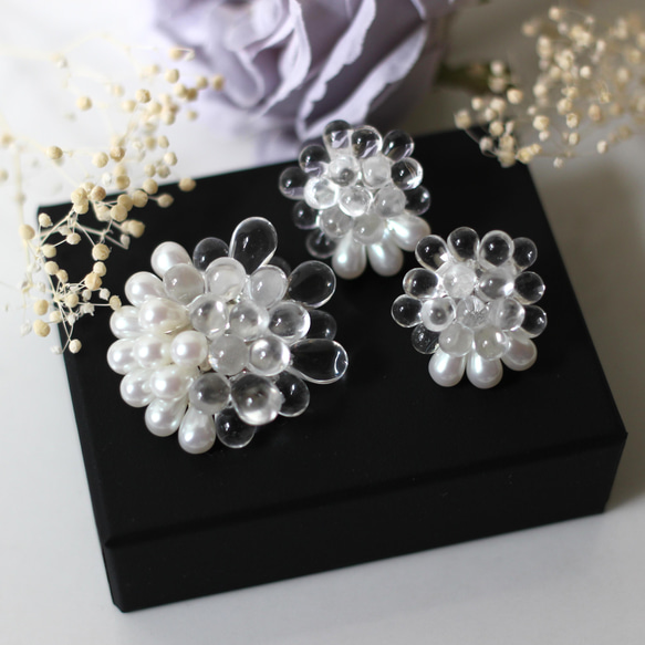 Pearl combi Brooch&earrings (clear) 1枚目の画像