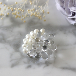 Pearl combi Brooch&earrings (clear) 3枚目の画像