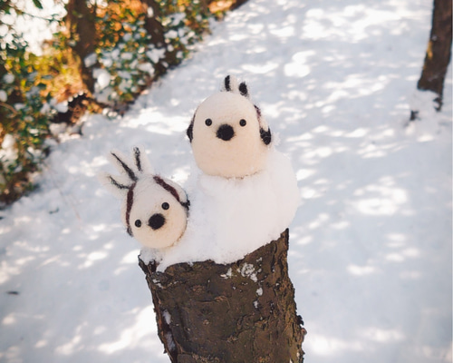 羊毛フェルトシマエナガ の置物 4羽セット 大雪商店 / 北海道 旭川 パレットメリー 羊毛ミニシマエナガ