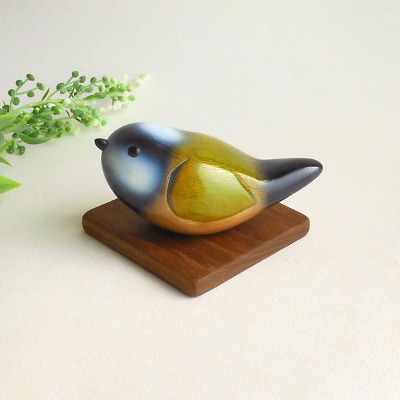 シジュウカラ（★台付き） Japanese Tit / wood bird 1枚目の画像