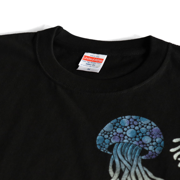 送料無料☆　型染め　水玉クラゲのTシャツ　ステンシル　 4枚目の画像