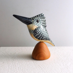 ヤマセミ （木・鳥・置物） Crested kingfisher / wooden bird / animal 1枚目の画像