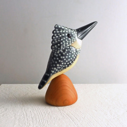 ヤマセミ （木・鳥・置物） Crested kingfisher / wooden bird / animal 2枚目の画像