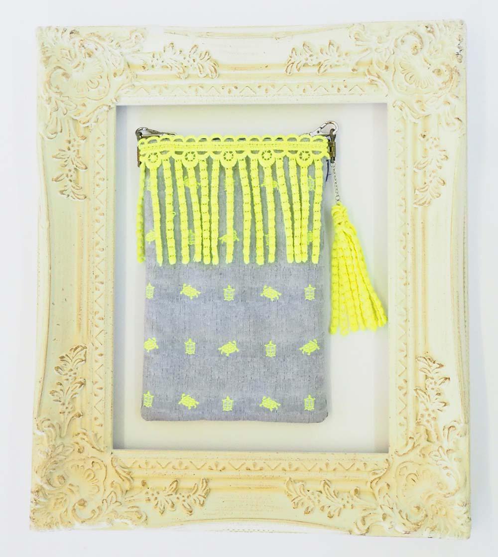 フランスジャカード使用☆チョでかけポシェット カメ柄【もしもしカメよ】