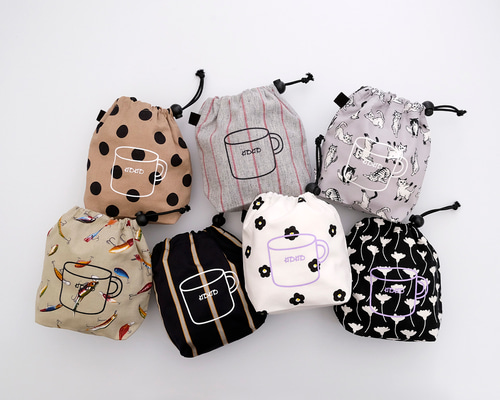 ■SOLD■コップ袋 歯ブラシコップ入れ ハンドメイド ドット ポンポン 手作りのおしゃれかわいい幼稚園グッズ保育園グッズの専門店通販