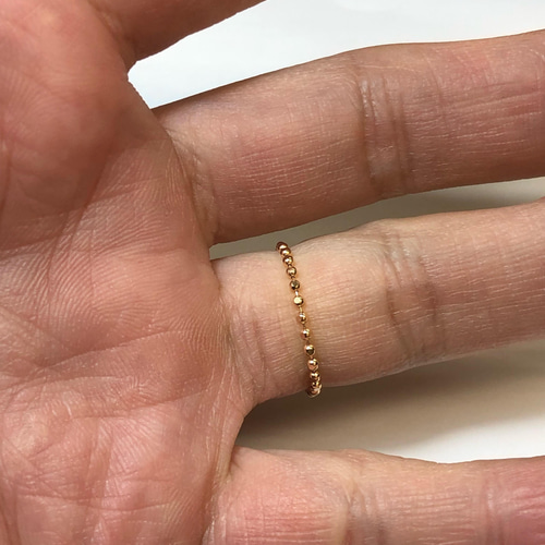 K18ピンクゴールド 1.5mmカットボール チェーンリング 18金 指輪