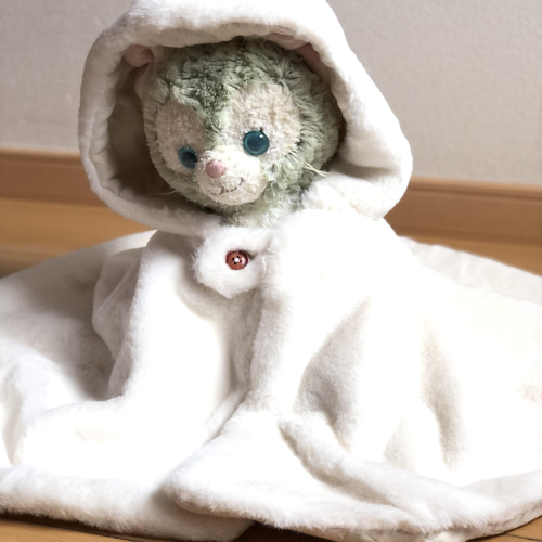 ポンチョ ケープ ラビットファー×六重織ガーゼ ハンドメイド ベビー服