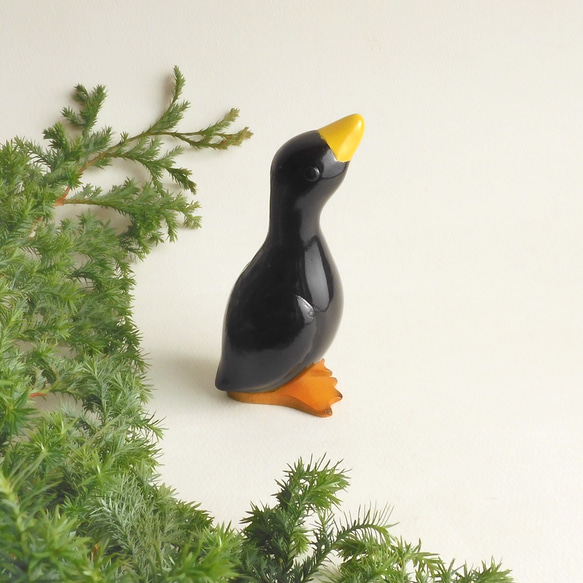 アヒル 黒 （木 動物 置物 duck / bird / wood / animal / figurine ) 3枚目の画像