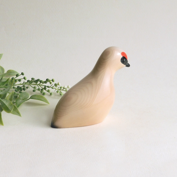 雷鳥（冬羽） （木・鳥・動物・置物） Rock ptarmigan / wooden bird / animal 3枚目の画像