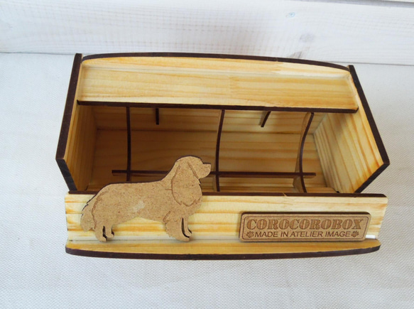 ウッド・粘着ローラー収納ボックス　犬猫のシルエットやお名前付き❣ 3枚目の画像