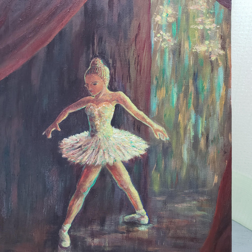 アクリル画　「舞う」　ダンス　原画の販売です(^^) 油絵原画『舞台裏で待つ踊り子』(額なし)送料別おまとめ対象外 絵画