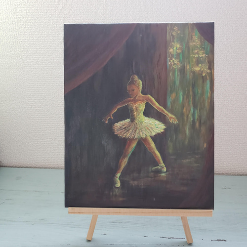油絵原画『舞台裏で待つ踊り子』(額なし)送料別おまとめ対象外 絵画