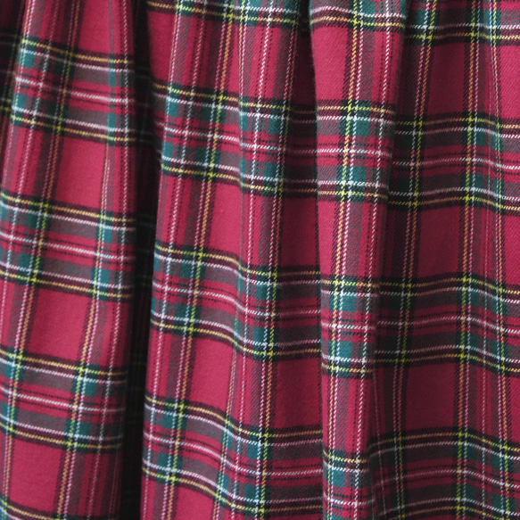 上品で大人な色合い タータンチェック ギャザースカート（レッド）赤 ポケット 8枚目の画像