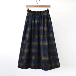 ●タータンチェック・スカート（ディープブルー）上品で大人な色合い / ポケット / ロング / マキシ 5枚目の画像