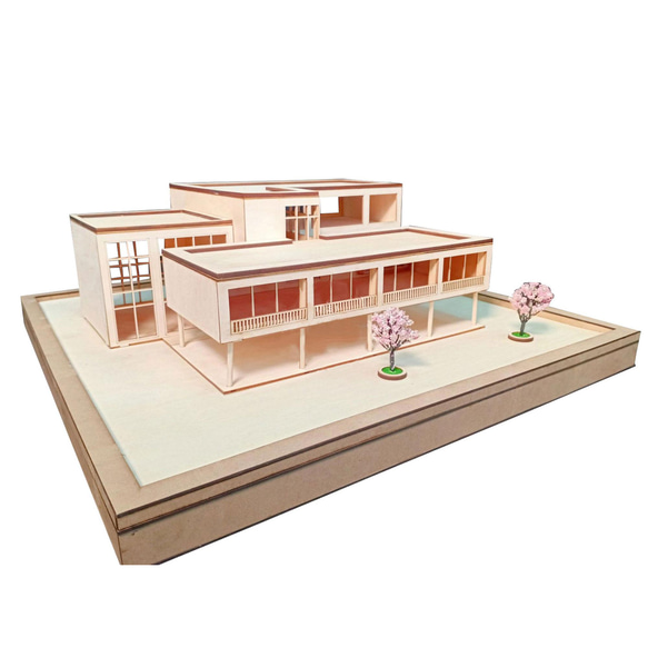 【模型製作】 木製ミニチュア オーダーメイド完成品 〈近所の小学校〉 2枚目の画像