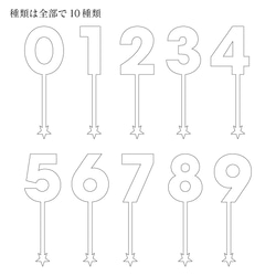 ケーキトッパー 数字 スタースティック （小）２本 木製 3枚目の画像