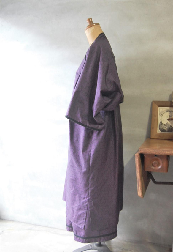 大島紬　毘沙門亀甲のワンピースセット　着物リメイク 16枚目の画像