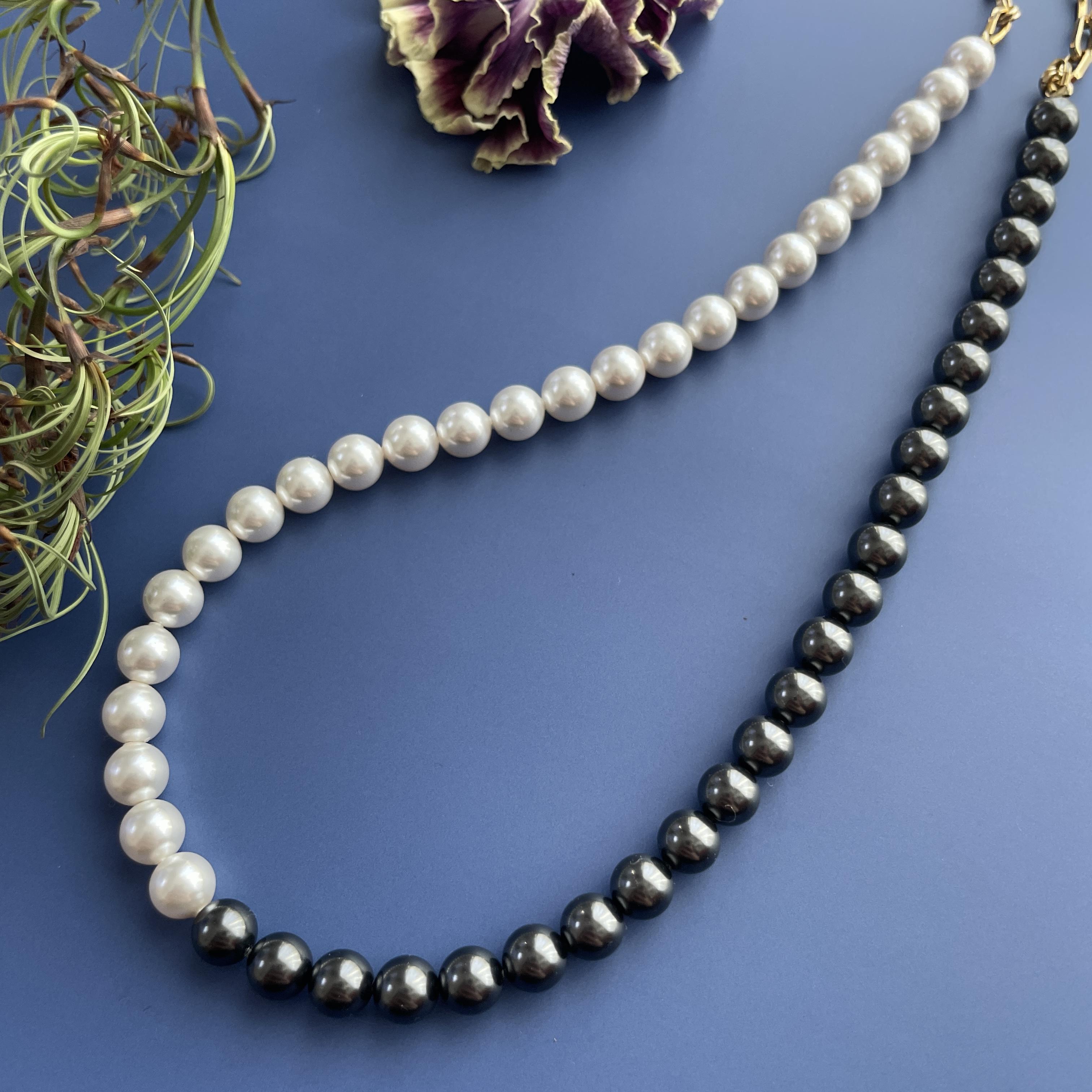 ★再販★バイカラーのパールネックレス -Black x White-◇卒業式・入学式にも◇