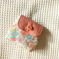 ペールトーン花柄×桃色　ミニミニポーチ 1枚目の画像