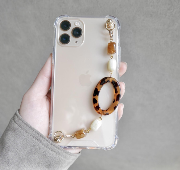 ブラウンリングのキーリングハンガー　スマホケース　iPhoneケース　全機種　スマホチェーン 3枚目の画像
