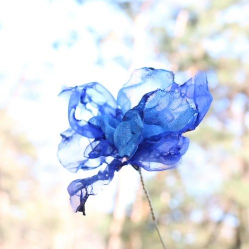 コバルトブルー②｜カラフルオーガンジーのアートフラワー【造花