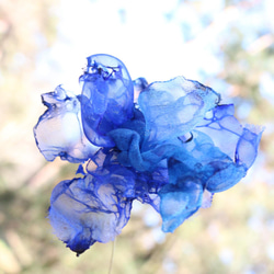 コバルトブルー②｜カラフルオーガンジーのアートフラワー【造花】 4枚目の画像