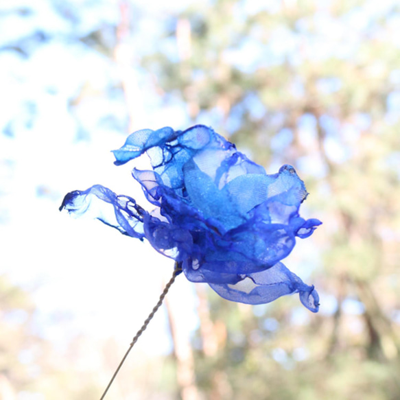 コバルトブルー②｜カラフルオーガンジーのアートフラワー【造花】 12枚目の画像
