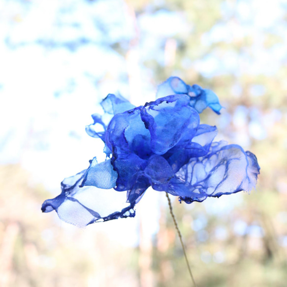 コバルトブルー②｜カラフルオーガンジーのアートフラワー【造花】 17枚目の画像