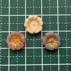 [B2201-1] 【8個】 樹脂 ビーズ エスニック フラワー 11mm グリーン ゴールド 花 パーツ 7枚目の画像