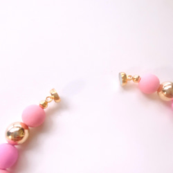 猫の首輪 ネックレス首輪♡ピンクマットビーズ ✨お花チャーム 4枚目の画像