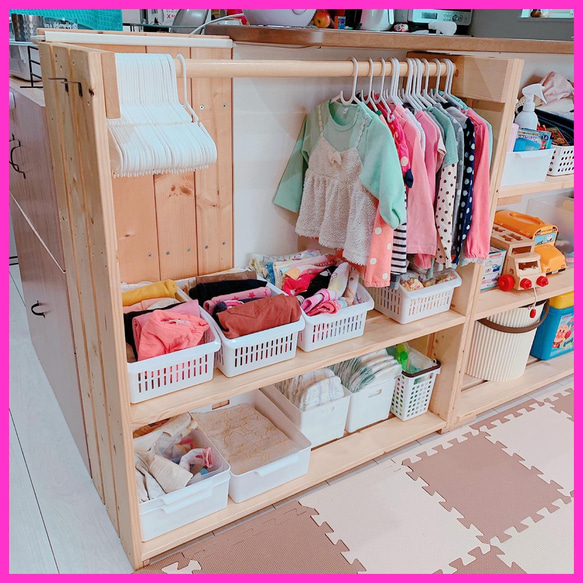 子供用洋服棚／受注制作作品／引き出し・ハンガーラック／ハンドメイド 